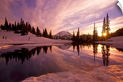 Sunrise At Tipsoo Lakes And Mount Rainier