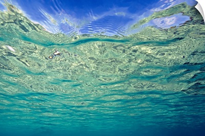 Surface of clear topical sea seen from underwater