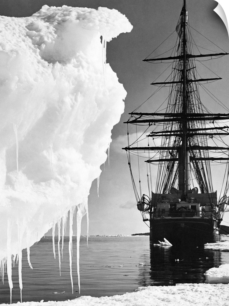 The Terra Nova bark moored in Antarctica during the Terra Nova Expedition led by Robert Falcon Scott.