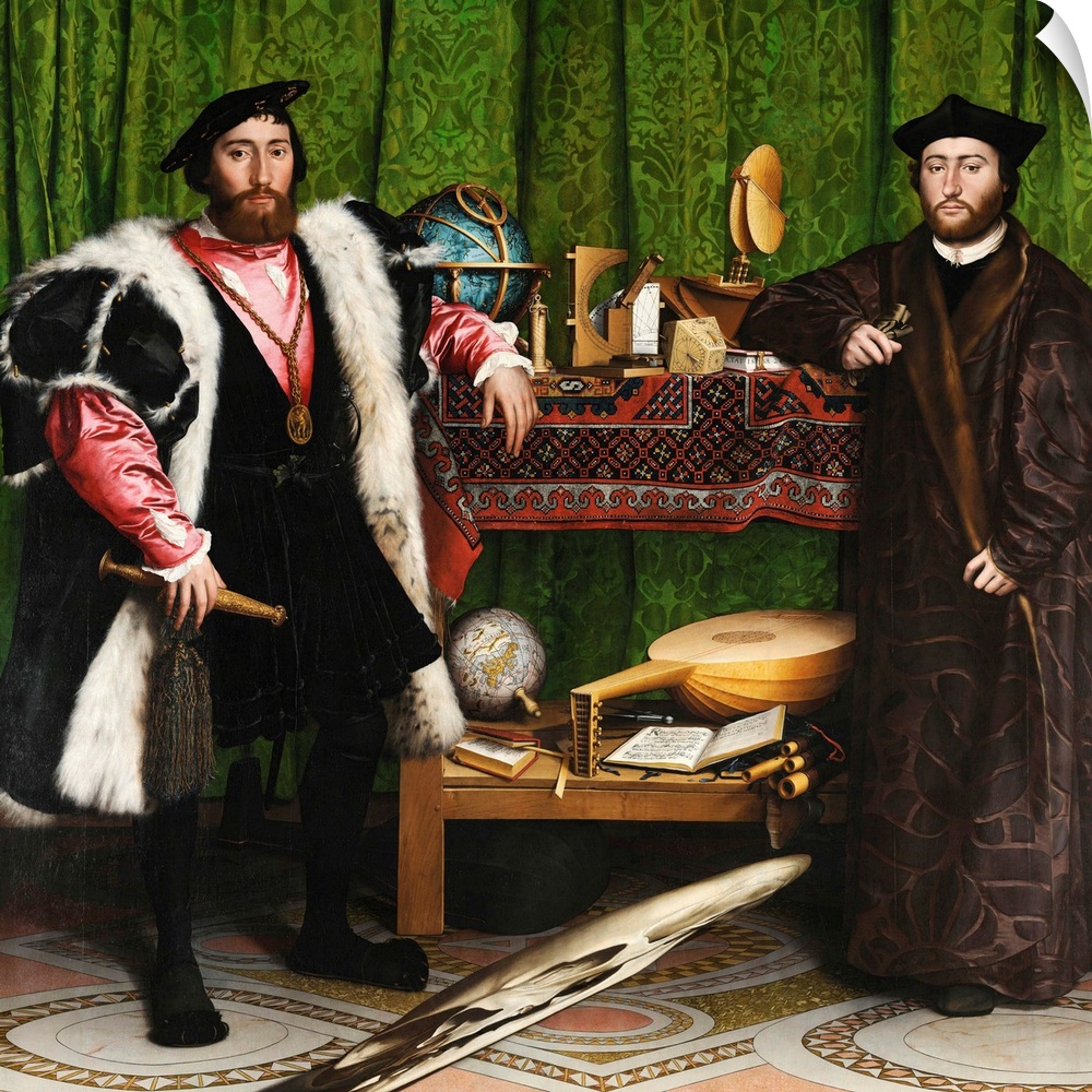Portraits of the French ambassador Jean de Dinteville and Georges de Selve, Bishop of Lavaur. Oil on oak, 1533. 207 x 209....