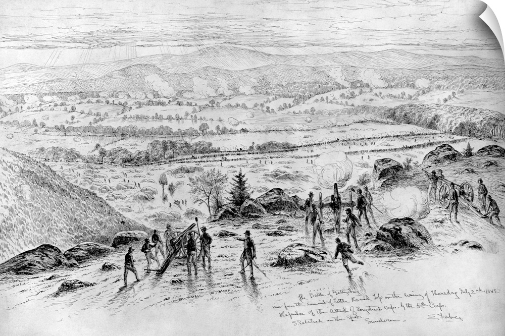 A drawing of Gettysburg by Edwin Forbes, who worked as an illustrator for Frank Leslie's Illustrated Newspaper during the ...
