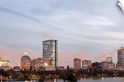 The city of Boston from Charles River at dusk, Massachusetts