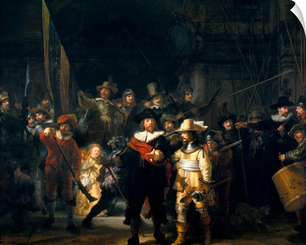 The Company of Frans Banning Cocq and Willem van Ruytenburch, also known as The Night Watch or Nightwatch. 1642. Rijksmuse...