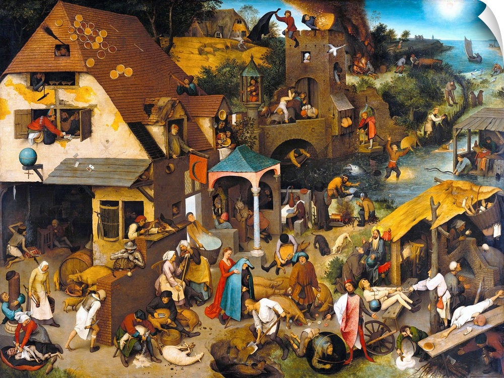 The Dutch Proverbs, also known as the Netherlandish Proverbs. 1559. Oil on oak, 117 x 163 cm. Gemaldegalerie, Berlin, Germ...