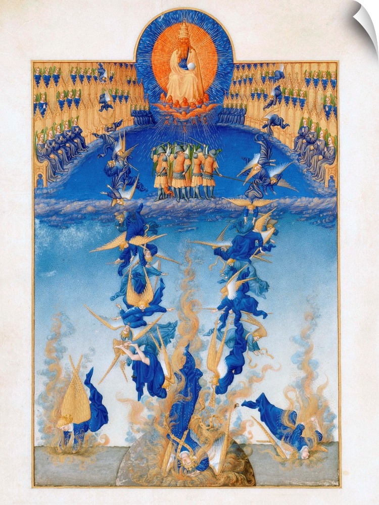 Limbourg Brothers, The Fall of the Rebel Angels, folio 64v from the Tres Riches Heures du duc de Berry, 1411-16, tempera o...