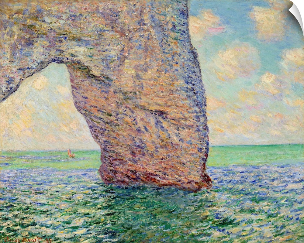 The cliff at Etretat (La Manneporte). Painting by Claude Monet (1840-1926), oil on canvas (65 x 81 cm), 1885. Private coll...