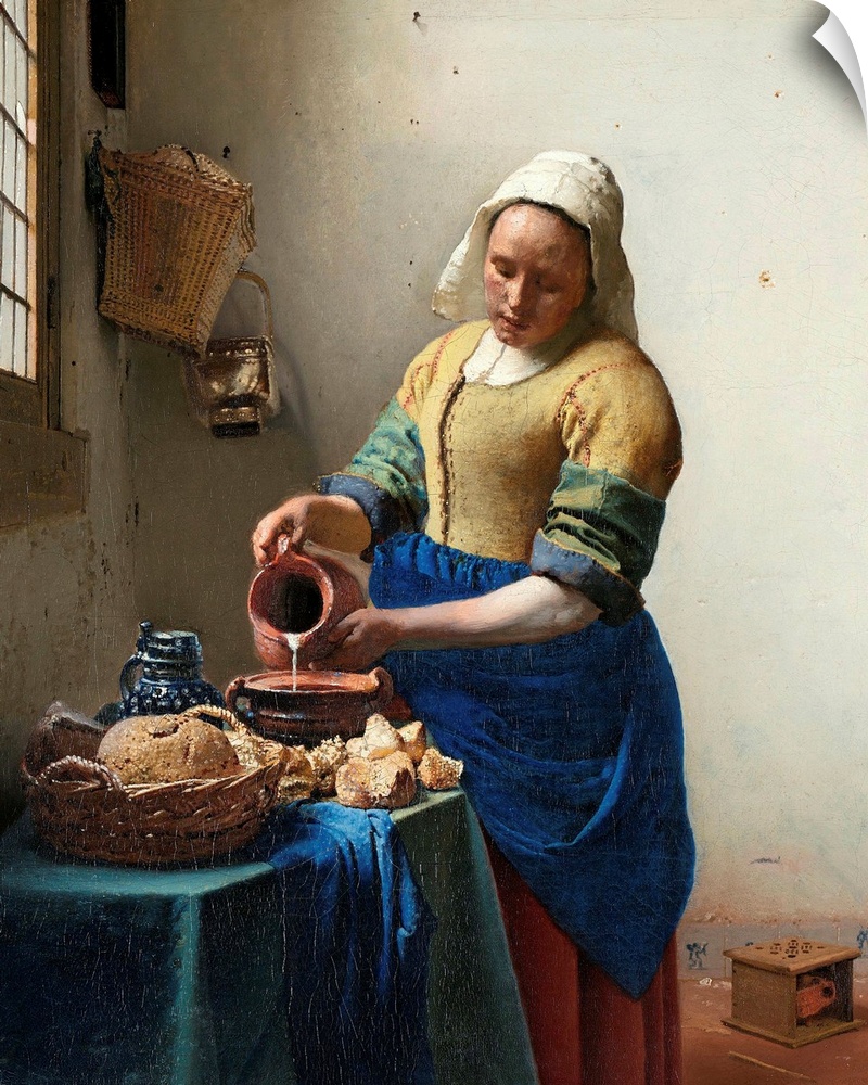 The Milkmaid (Het melkmeisje) or The Kitchen Maid, circa 1658. Oil on canvas, 41 x 45.5 cm. Rijksmuseum, Amsterdam, Nether...