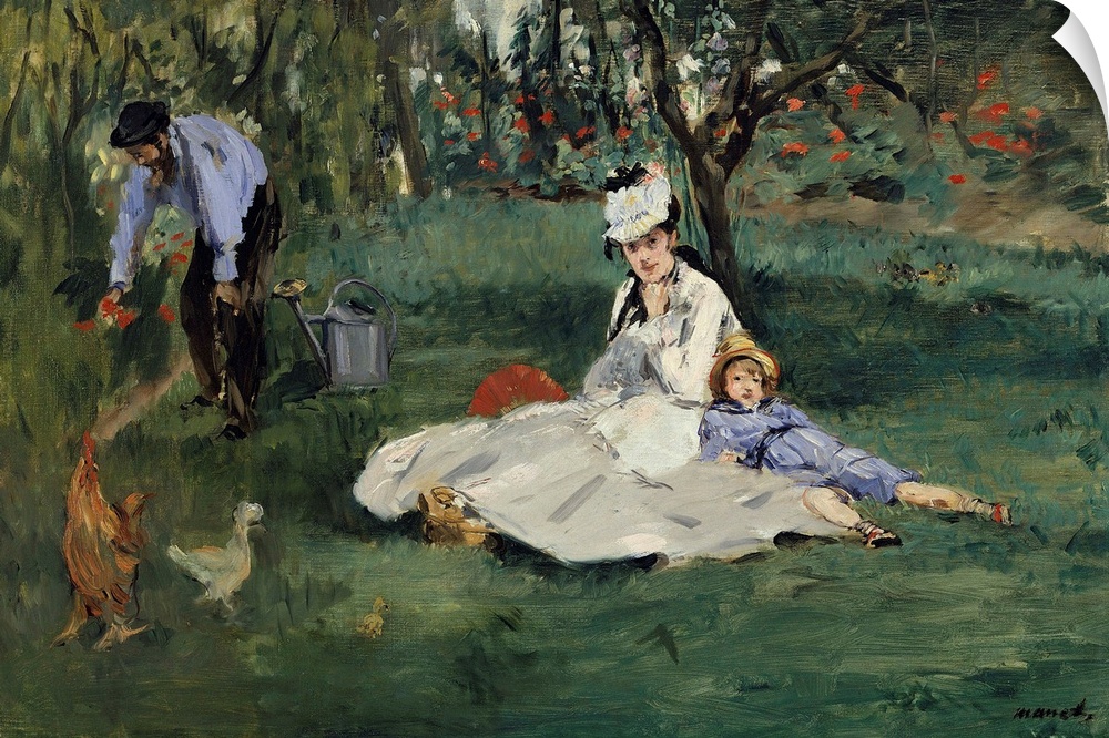 The Monet Family in the Garden. Painting by Edouard Manet (1832-1883) 1874. 0,48 x 0, 95 m New York, Metropolitan Museum