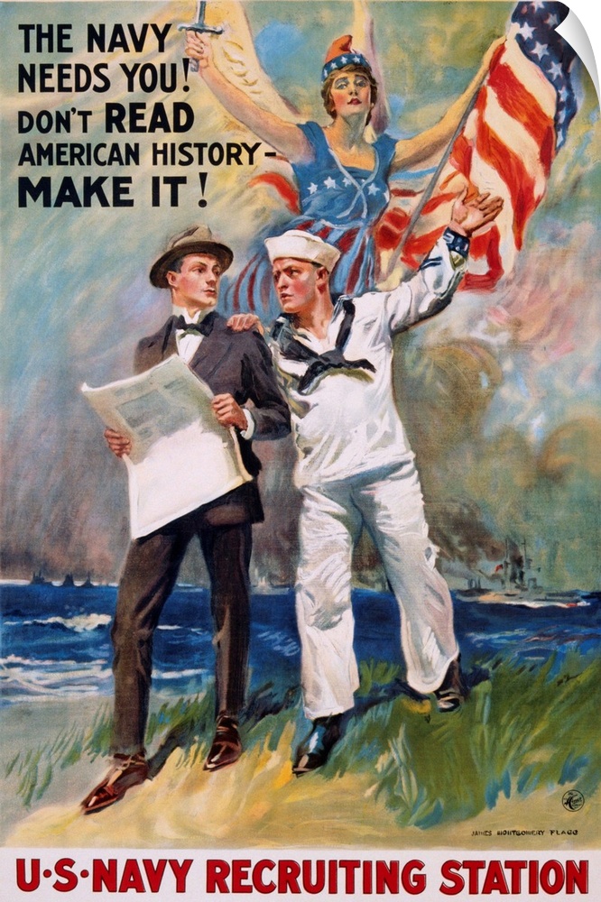 The Navy Needs You, U.S. Navy Recruiting Station Poster By James Montgomery Flagg