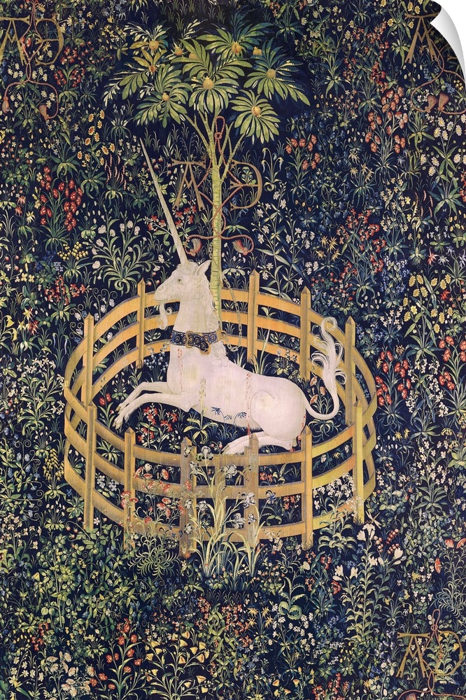The Unicorn in Captivity, from the Unicorn Tapestries, Netherlands, 1495?1505, tapestry in wool with silk and silver, 251....