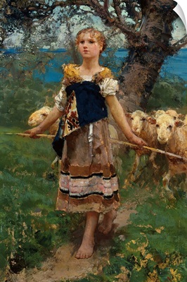 The Young Shepherdess By Francesco Paolo Michetti