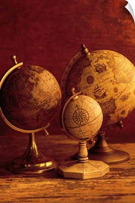 Three antique globes