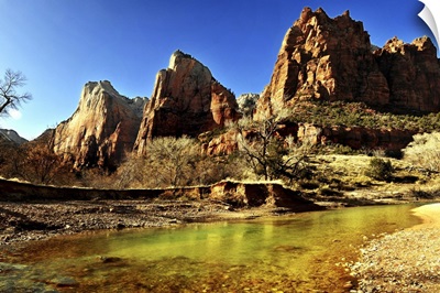 Three patriarchs and river in Zion National Park