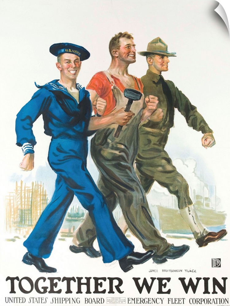 WWI US Shipping Board Emergency Fleet Corp poster. Circa 1918.