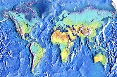 Topographic map of world
