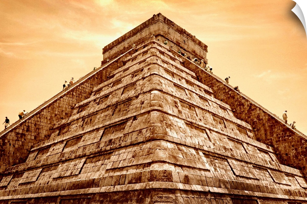Tourists Climb The Pyramid Of Kukulcan