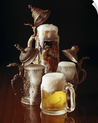 Traditional beer stein and beer glass