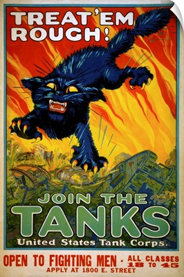 Treat Em Rough, Join The Tanks Poster By August William Hutaf