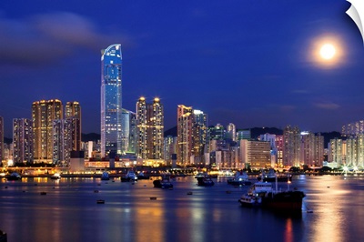 Tsuen Wan bay at night, Hong Kong