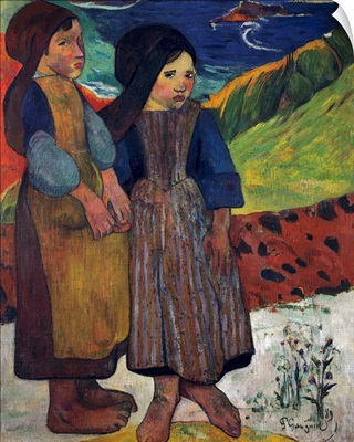Two Breton Girls by the Sea by Paul Gauguin