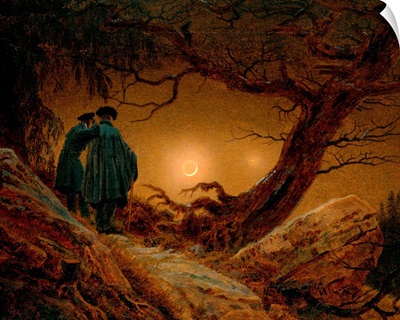 Two Men Contemplating The Moon By Caspar David Friedrich