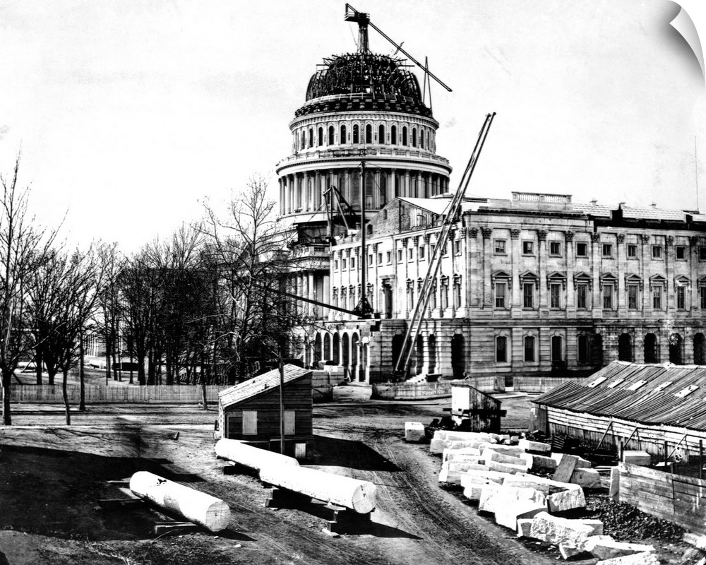 The U. S. Capitol is under construction. Washington D. C., ca. 1864.