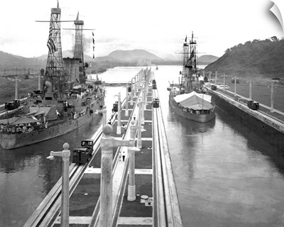 U. S. S. Missouri And U. S. S. Ohio At The Panama Canal
