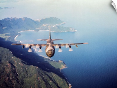 US Airforce C-130 Hercules Flying Along South Vietnamese Coast