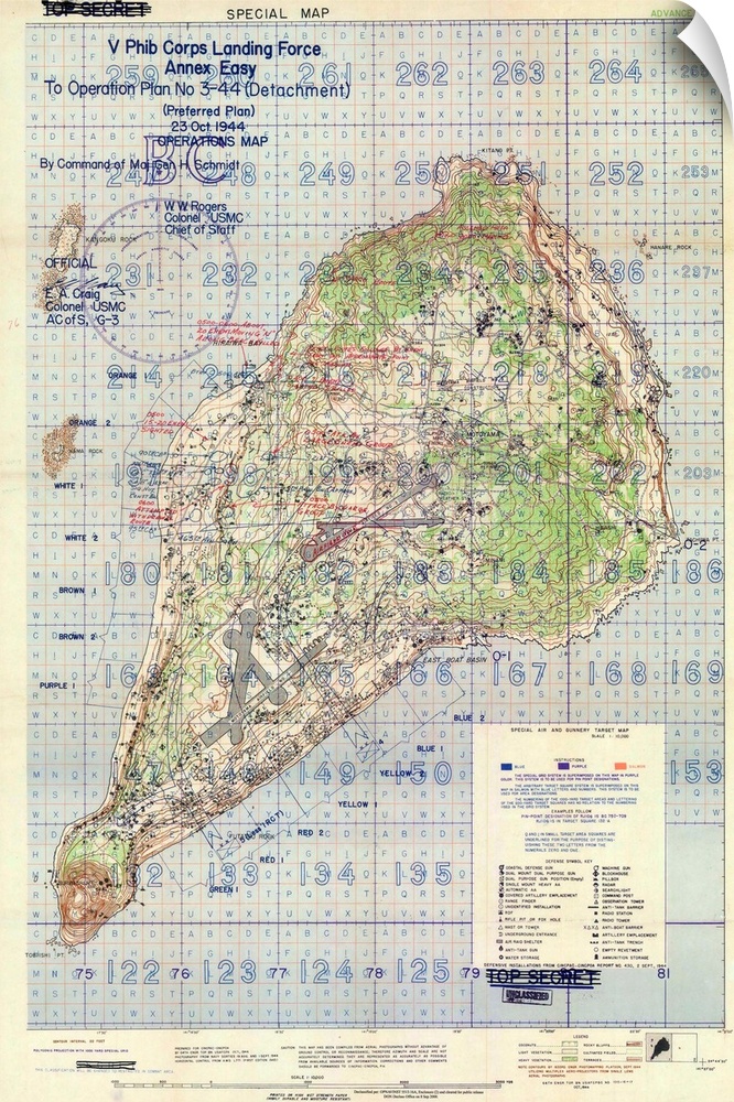 Dated October 23, 1944, declassified top secret map.