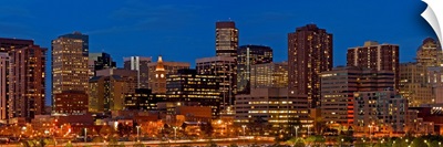 USA, Colorado, Denver, panoramic cityscape at night