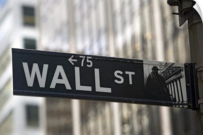 USA, New York City, Manhattan, Wall Street sign
