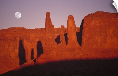 USA, Utah, Monument Valley, moon over rock formations