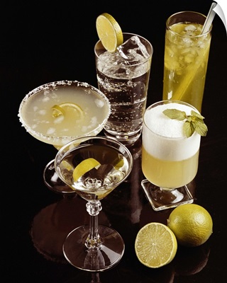Various cocktail in glasses, close-up