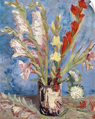 Vase With Gladioli And China Asters By Vincent Van Gogh