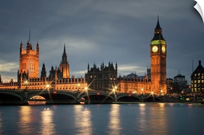 View of Big Ben in London at night, England