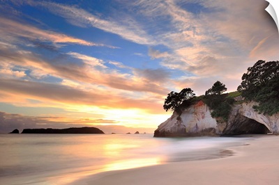 View of Cathedral Cove at sunrise.