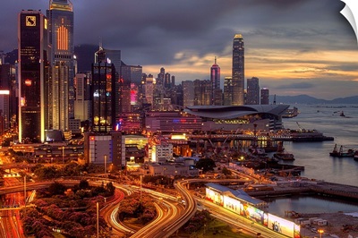 View of Hong Kong at night.