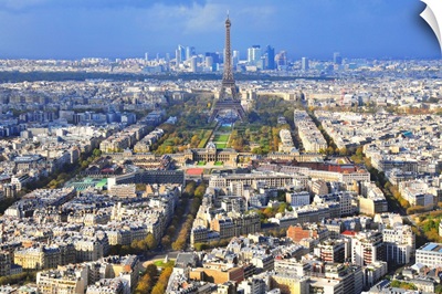 View of Paris with Eiffel Tower and La Defence