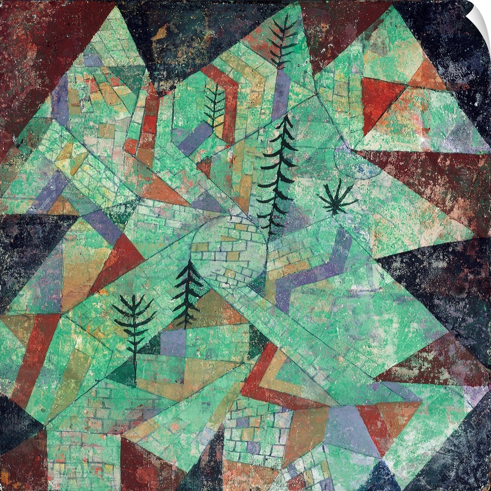 Wald Bau (forest-construction), 1919, by Paul Klee (1879-1940), mixed media chalk, 27x25 cm - Museo del Novecento, Milan, ...