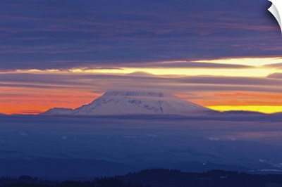 winter sunrise over mount hood