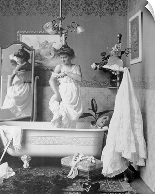 Woman Getting in Bathtub
