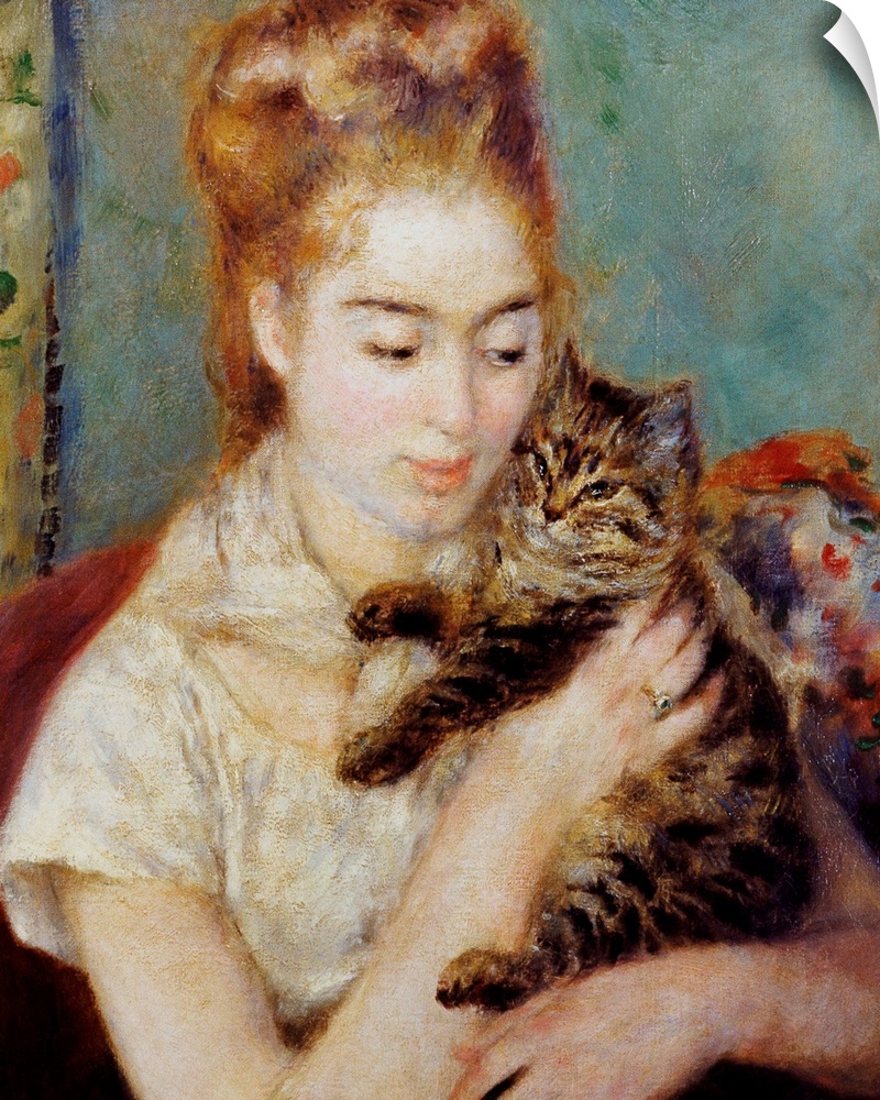 Woman With A Cat By Pierre-Auguste Renoir