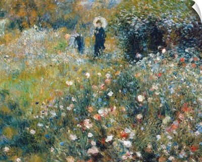 Woman With A Parasol In A Garden By Pierre-Auguste Renoir