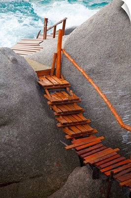 Wooden stairway along the beach, Koh Tao, Thailand