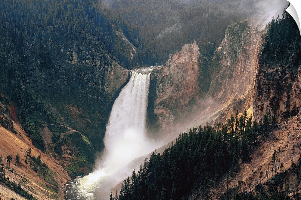 Yellowstone River and Lower Falls , Yellowstone National Park , Wyoming