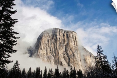 Yosemite in November El Capitan coming out of fog.