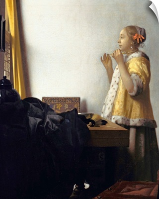 Young Woman With A Pearl Necklace By Jan Vermeer
