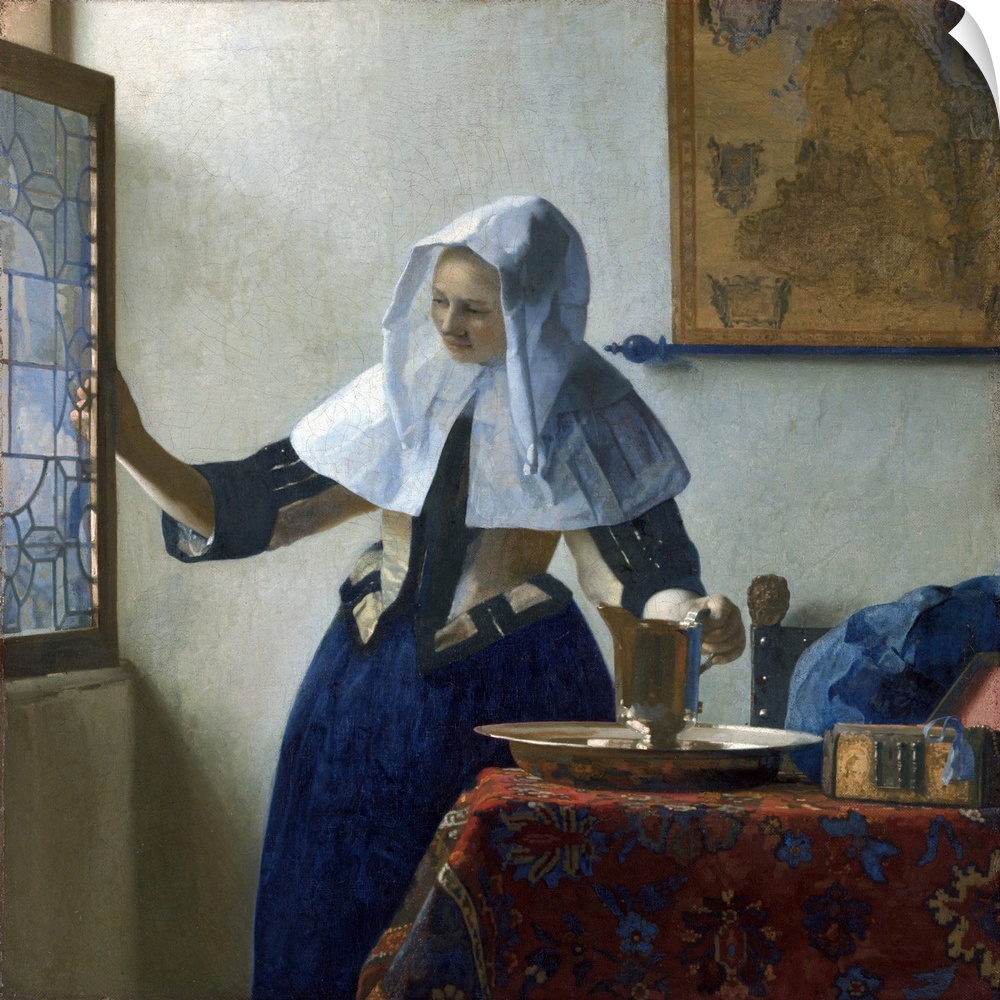 Johannes Vermeer (Dutch, 1632-1675), Young Woman with a Water Pitcher, c. 1662. Orginally oil on canvas, Metropolitan Muse...
