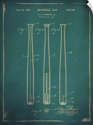 Baseball Bat Patent Blue