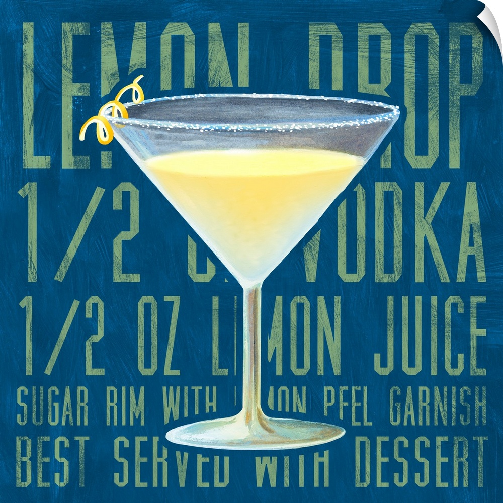 Contemporary artwork of a cocktail against a background of the recipe to make the drink.